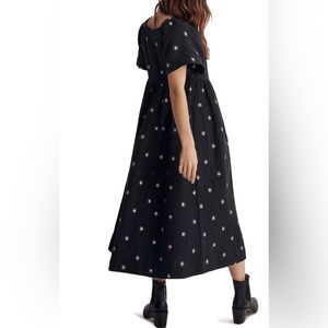Madewell Daisy Embroidered Square Neck Lightspun Midi Dress Nedium